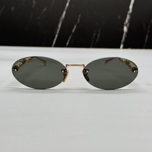 NEW GUCCI SUNGLASSES GOLD WOMEN OVAL EYEWEAR GUCCI GG1922S 001 - Picture 2 of 13